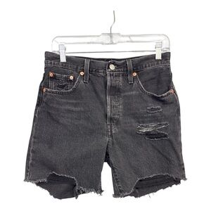 Levi's Women's Size 28 501 Jean Cut Off Shorts Button Fly Faded Black Distressed